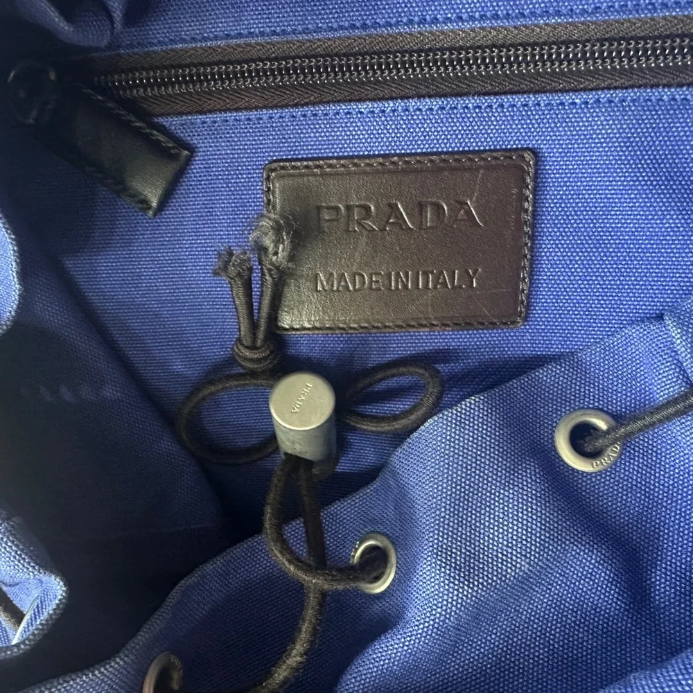 AUTHENTIC Prada Tessuto Nylon Bright Blue Double Buckle Backpack.